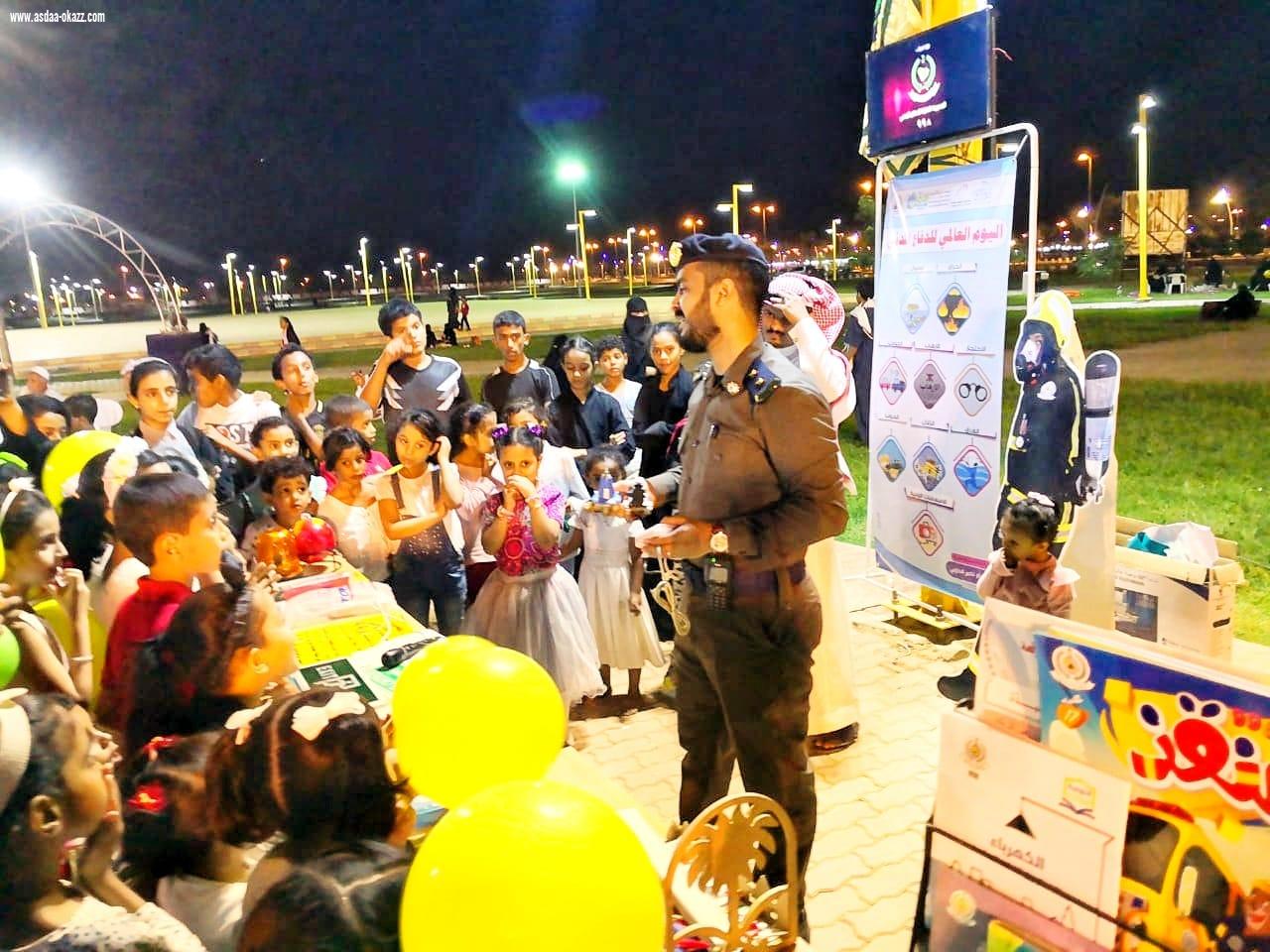 الدفاع المدني تحت شعار سلامة الأطفال غايتنا مدني ضمد  يقيم مرسم للطفل واستعراض للآليات  بحديقة البلدية