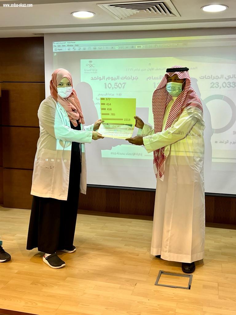 مستشفى شرق جده يكرم قسمي العمليات والتخدير لتميزهم بعدد العمليات في الاقسام للنصف الاول من عام ٢٠٢١م على مستوى مستشفيات صحة جدة .