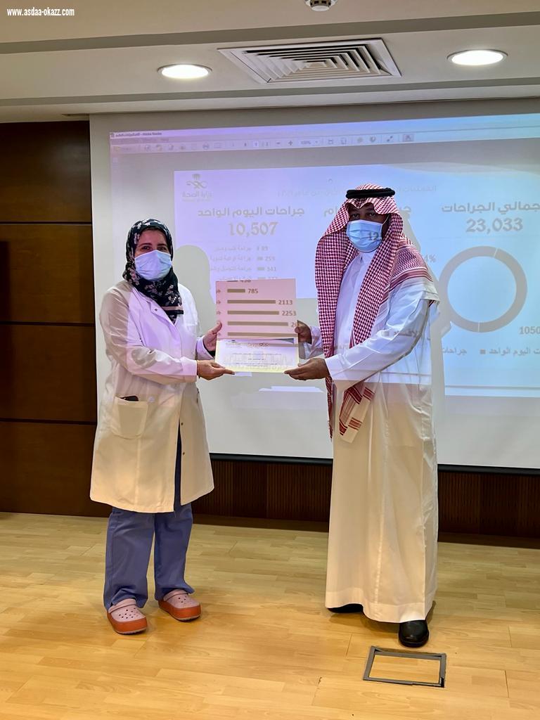 مستشفى شرق جده يكرم قسمي العمليات والتخدير لتميزهم بعدد العمليات في الاقسام للنصف الاول من عام ٢٠٢١م على مستوى مستشفيات صحة جدة .