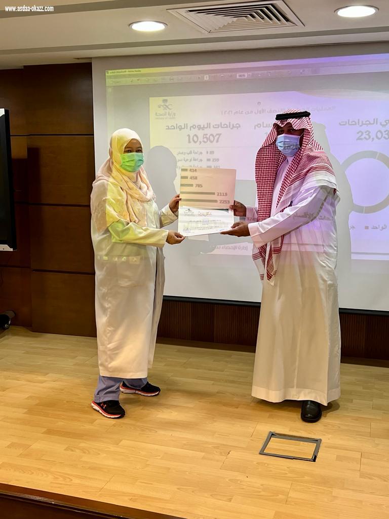 مستشفى شرق جده يكرم قسمي العمليات والتخدير لتميزهم بعدد العمليات في الاقسام للنصف الاول من عام ٢٠٢١م على مستوى مستشفيات صحة جدة .