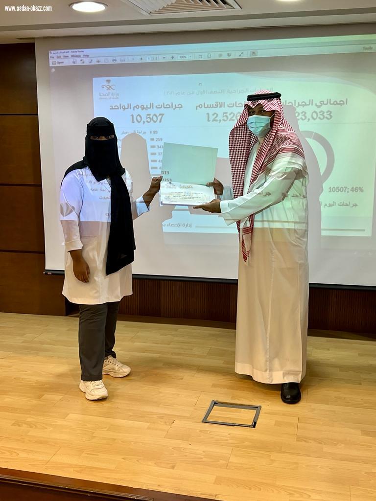 مستشفى شرق جده يكرم قسمي العمليات والتخدير لتميزهم بعدد العمليات في الاقسام للنصف الاول من عام ٢٠٢١م على مستوى مستشفيات صحة جدة .