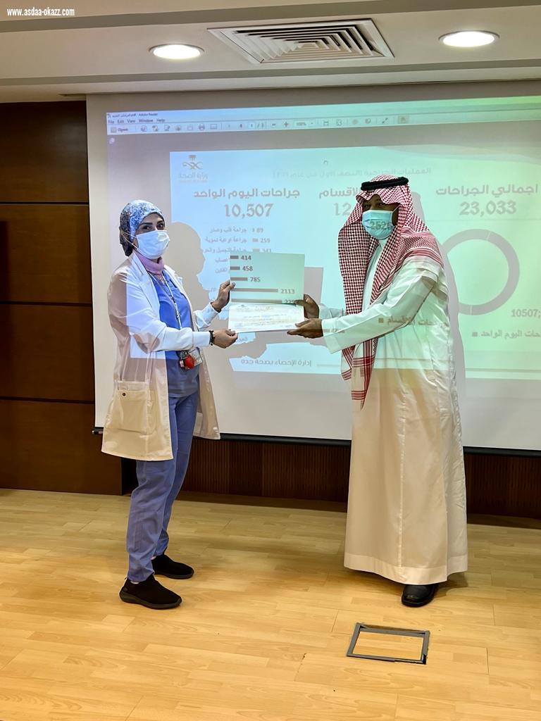 مستشفى شرق جده يكرم قسمي العمليات والتخدير لتميزهم بعدد العمليات في الاقسام للنصف الاول من عام ٢٠٢١م على مستوى مستشفيات صحة جدة .